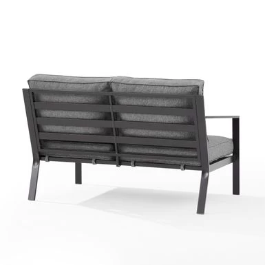 Clark Outdoor Metal Sectional Left Side Loveseat - Charcoal - Image 7