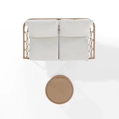 Juniper 2Pc Outdoor Wicker Conversation Set - 67"x54.5"x36" - 67"x54.5"x36" - Crme - Image 10