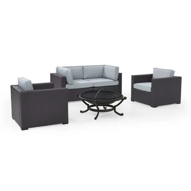 Biscayne Mist Wicker 5-piece Outdoor Seating Set - Mist - Image 4