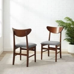 Landon 2Pc Wood Dining Chairs W/Upholstered Seat - 33.25"H X19.75"W X 19.75"D - Set Of 2 - Mahogany - Dining Height