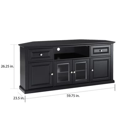 Black 60-inch Corner TV Stand - Black - Image 6