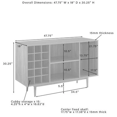 Liam Wine Storage Sideboard - 18'x47.75"x30.25" - Walnut - Image 8