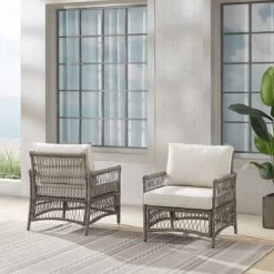 Thatcher 2Pc Outdoor Wicker Armchair Set - Crme