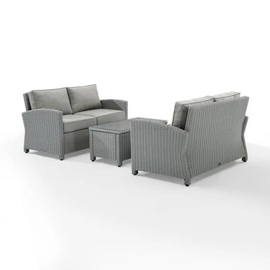 Bradenton 3pc Outdoor Wicker Conversation Set - Grey - Image 7