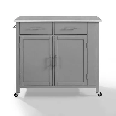 Savannah Stainless Steel Top Full-Size Kitchen Island/Cart - 37"H X 42"W X 18.25"D - Kitchen Cart - Stainless Steel - Grey - Image 8