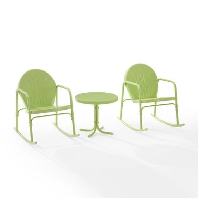 Griffith 3Pc Outdoor Metal Rocking Chair Set. - Key Lime Gloss - Image 5