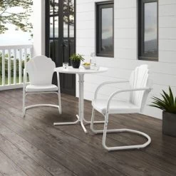 Tulip 3Pc Outdoor Bistro Set - 98 W X 29 D X 32.88 H - White Satin