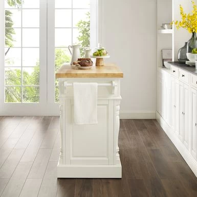 Oxford Butcher Block Kitchen Island - 47.75 "W X 23 "D X 35.75 "H - Stationary - White - Wood - Image 4