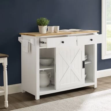 Laurel Kitchen Island/Cart - 18"x42"x32.63" - Portable - White - Wood - Image 6