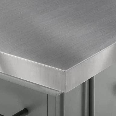 Julia Stainless Steel Top Island W/X-Back Stools - 50 "W X60 "D X41 "H - With Seating - Gray - Stainless Steel - Image 8