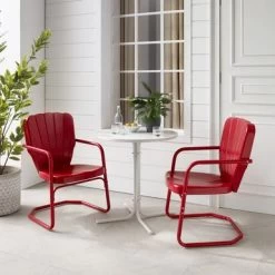 Ridgeland 3Pc Outdoor Bistro Set - 108 W X 34 D X 34.25 H - Red