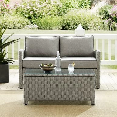 Bradenton 3pc Outdoor Wicker Conversation Set - Grey - Image 9