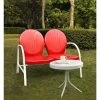 Griffith 2 Piece Metal Outdoor Conversation Seating Set - Loveseat & Table In Red FinishTable In Grasshopper Green Finish - Red