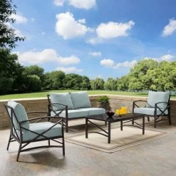 Kaplan Collection Oiled Bronze Steel 4-piece Outdoor Seating Set