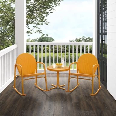 Griffith 3Pc Outdoor Metal Rocking Chair Set. - Key Lime Gloss - Image 15