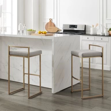 Harlowe 2Pc Bar Stool Set - 19"d X 17.5"w X 34.25"h - Creme - Image 10
