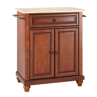 Cambridge Natural Wood Top Portable Kitchen Island In Classic Cherry Finish - N/A - Portable - Brown - Image 3