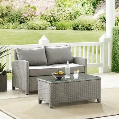 Bradenton 3pc Outdoor Wicker Conversation Set - Grey - Image 6