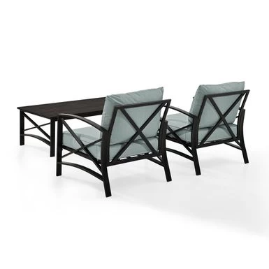 Kaplan 3 Pc Outdoor Seating Set With Mist Cushion - Two Outdoor Chairs, Coffee Table - 50"W X 71.5"D X 36"H - 50"W X 71.5"D X 36"H - Mist - Image 6