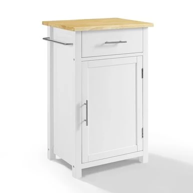 Savannah Wood Top Compact Kitchen Island/Cart - 37"H X 22.25"W X 15.75"D - Kitchen Cart - Wood - White - Image 10