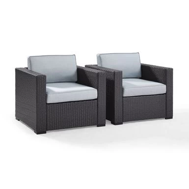 Biscayne Mist Wicker Outdoor Seating Chairs (Set Of 2) - Mist - Image 3