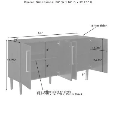 Everett Sideboard - 62"x19"x8" - Matte Black - Image 12