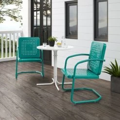 Bates 3Pc Outdoor Bistro Set - Turquoise