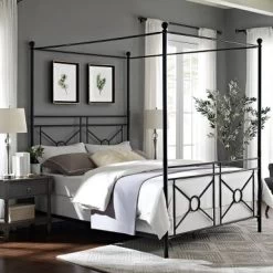 Montgomery Canopy Bed, Queen In Black - Black - Queen