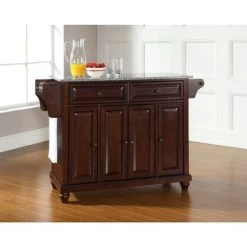 Cambridge Solid Granite Top Kitchen Island In Vintage Mahogany Finish - Stationary - Brown