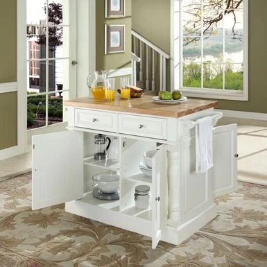 Oxford Butcher Block Kitchen Island - 47.75 "W X 23 "D X 35.75 "H - Stationary - White - Wood - Image 3