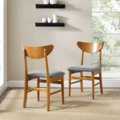 Landon 2Pc Wood Dining Chairs W/Upholstered Seat - 33.25"H X19.75"W X 19.75"D - Set Of 2 - Acorn - Dining Height
