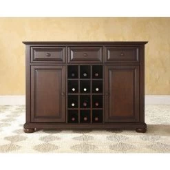 Alexandria Buffet Server / Sideboard Cabinet With Wine Storage In Vintage Mahogany Finish - Mahogany
