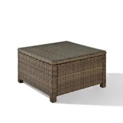 Bradenton Wicker Glass Top Sectional Outdoor Coffee Table - Brown