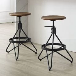 Kalen 2Pc Adjustable Height Swivel Stool Set - Counter Height - Set Of 2 - Brown