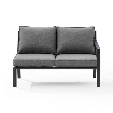 Clark Outdoor Metal Sectional Right Side Loveseat - Charcoal - Image 6