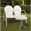 Griffith 2 Piece Metal Outdoor Conversation Seating Set - Loveseat & Table In White Finish - White