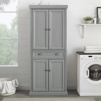 Crosley Seaside Grey Freestanding Kitchen Pantry Cupboard - 30 "W X16 "D X 72 "H - Gray - Image 5