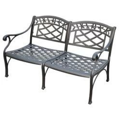 Sedona Cast Aluminum Loveseat In Charcoal Black Finish - Black