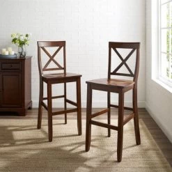 30-inch Vintage Mahogany X-Back Barstool (Set Of 2) - Set Of 2 - Bar Height