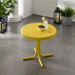 Retro Metal Side Table In Yellow - Yellow