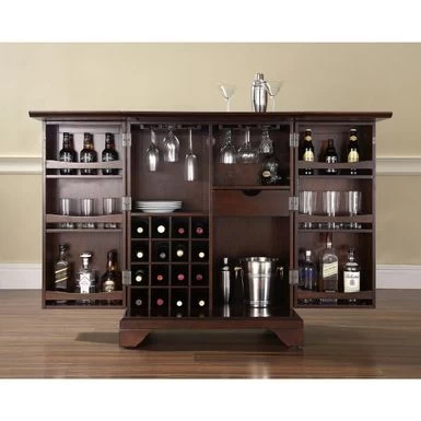 LaFayette Vintage Mahogany Wood Expandable Bar Cabinet - Wood - Mahogany - Image 3