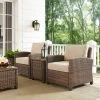 Bradenton Brown Wicker Sand Cushions Outdoor Conversation Set (Set Of 3) - Sand