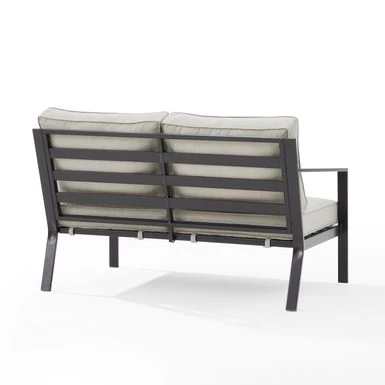 Clark Outdoor Metal Sectional Left Side Loveseat - Charcoal - Image 15