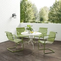 Gracie 5Pc Outdoor Metal Dining Set - 93"x93"x31.5" - Pastel Green Satin