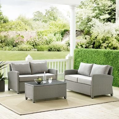 Bradenton 3pc Outdoor Wicker Conversation Set - Grey - Image 5
