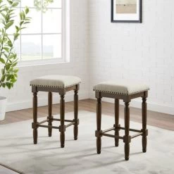 Aldrich 2Pc Counter Stool Set - Counter Height - 23-28 In. - Set Of 2 - Oatmeal