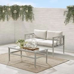 Ashford 2Pc Outdoor Metal Conversation Set - 67"x52"x31.5" - 67"x52"x31.5" - Crme