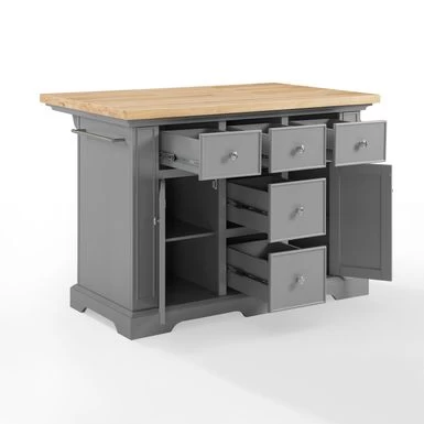 Julia Wood Top Kitchen Island - 50 "W X32 "D X 36 "H - Stationary - Gray - Wood - Image 9