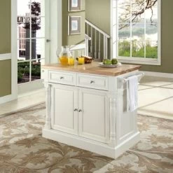 Oxford Butcher Block Kitchen Island - 47.75 "W X 23 "D X 35.75 "H - Stationary - White - Wood
