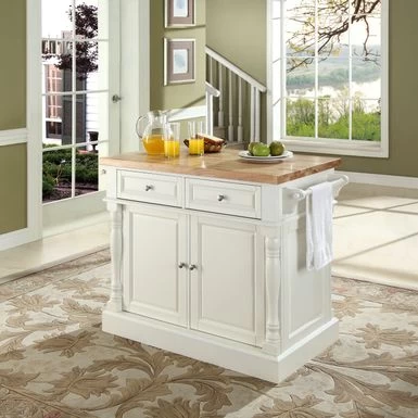 Oxford Butcher Block Kitchen Island - 47.75 "W X 23 "D X 35.75 "H - Stationary - White - Wood